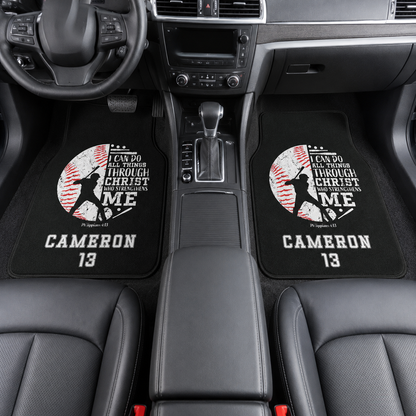 Personalized Dad Baseball Flannel Car Floor Mats, Custom Dad Floor Mats, Gift For Dad TOM99