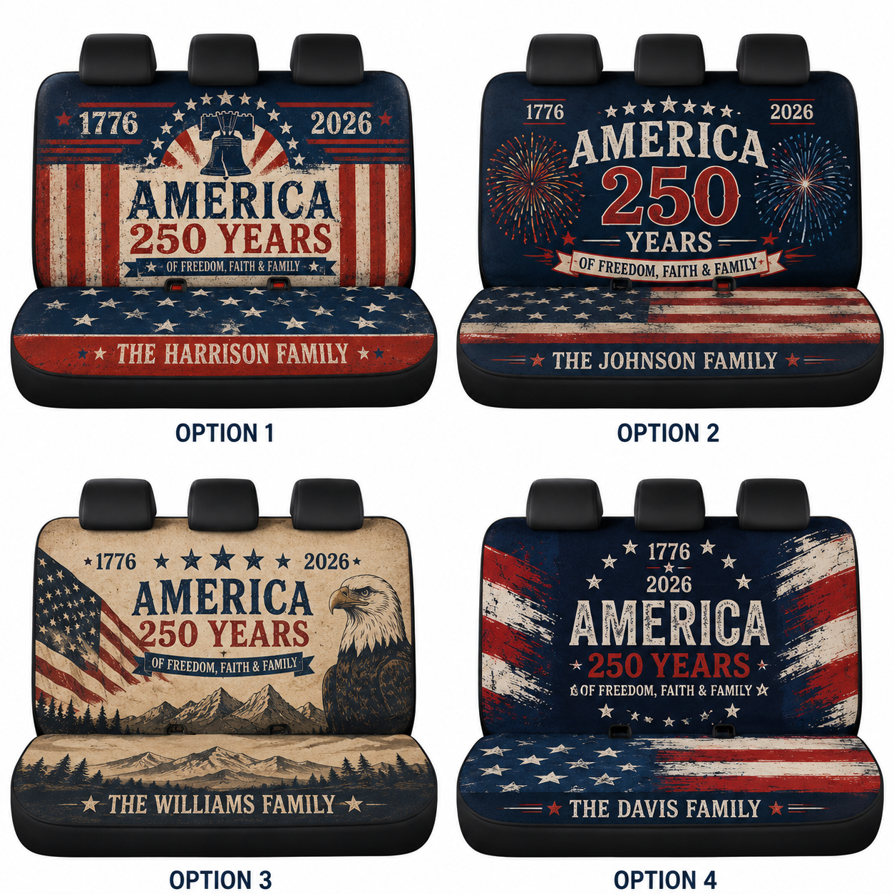 Personalized America Dad Car Rear Seat Cover, Custom Back Seat Protector For Dad, Gift For Dad TOM99