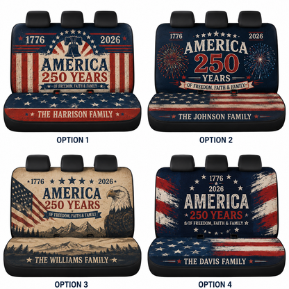 Personalized America Dad Car Rear Seat Cover, Custom Back Seat Protector For Dad, Gift For Dad TOM99