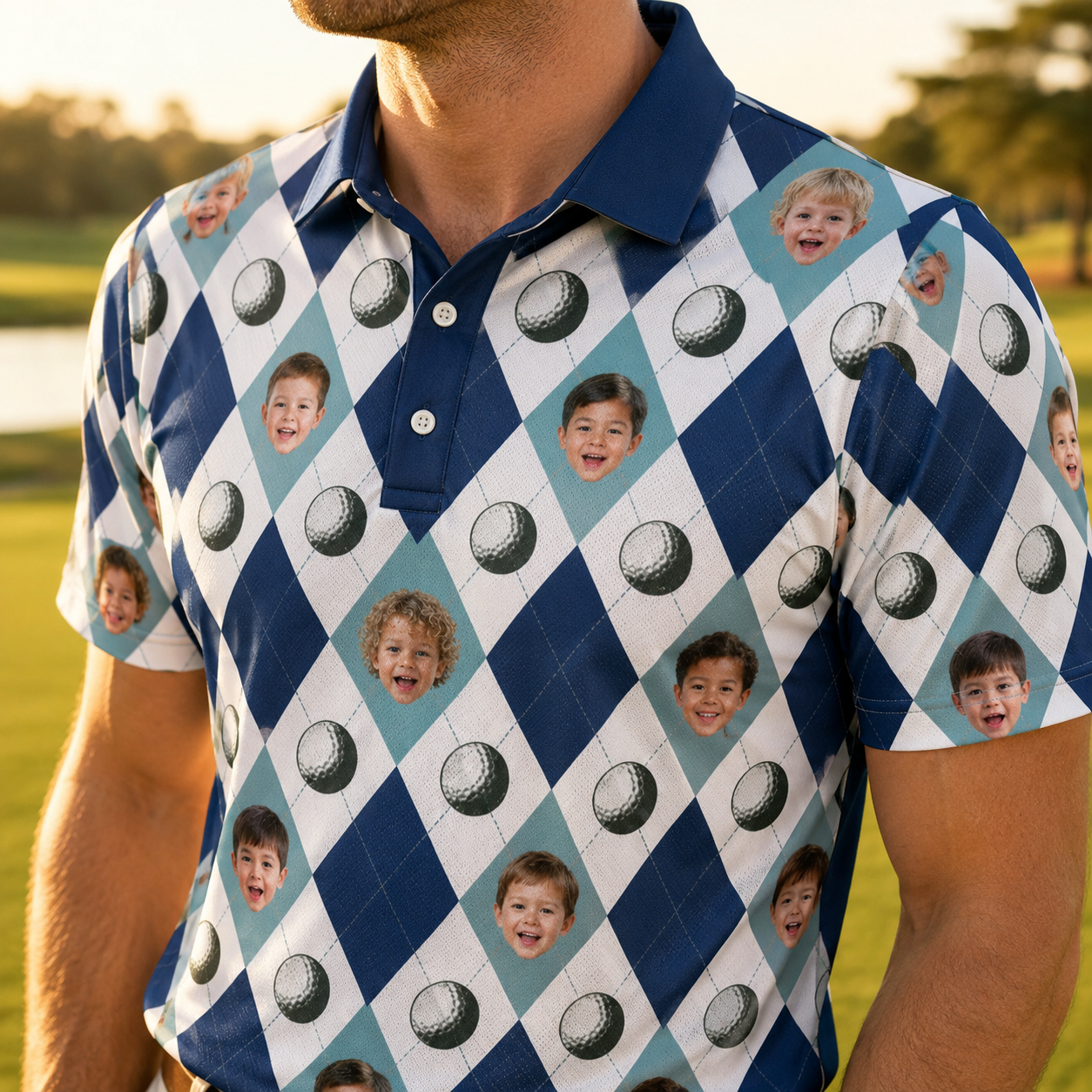 Custom Photo Dad Polo Shirt, Personalized Polo Shirt For Husband Dad Grandfather