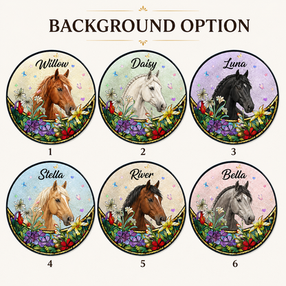 Custom Photo Pure Horse Stained Glass Suncatcher – Personalized Horse Lover Gifts | Gift For Horse Lover TOM99