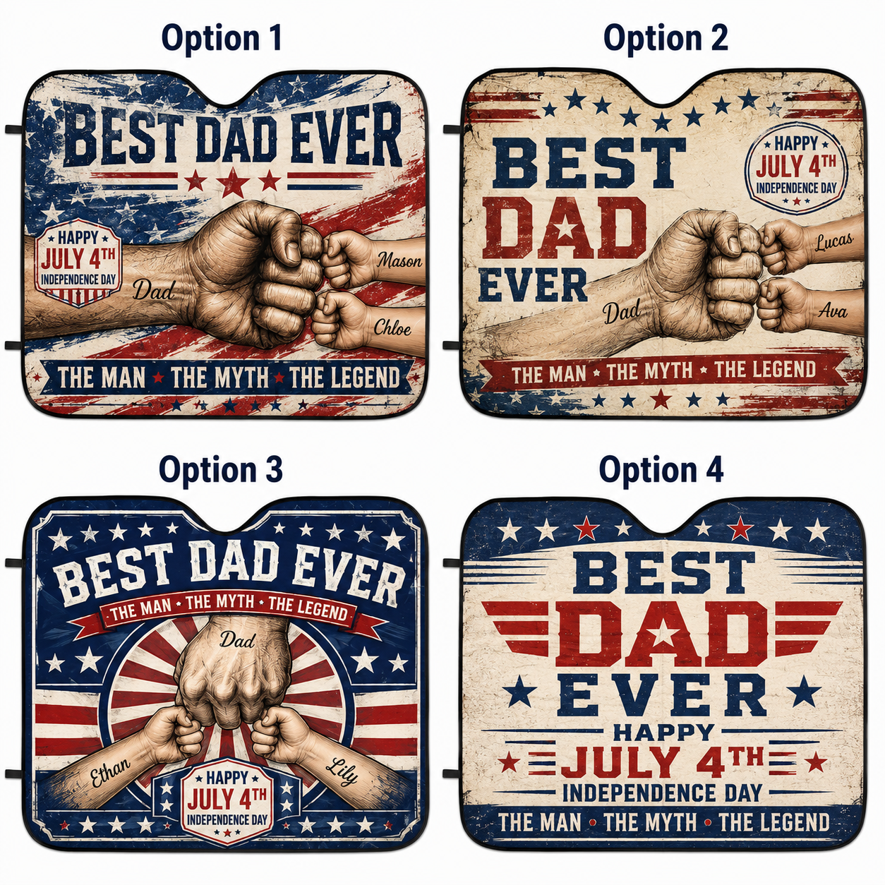 Personalized Punch Dad Car Windshield Sun Shade, Custom Car Sun Shade for Dad, Gift For Dad TOM99