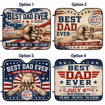 Personalized Punch Dad Car Windshield Sun Shade, Custom Car Sun Shade for Dad, Gift For Dad TOM99