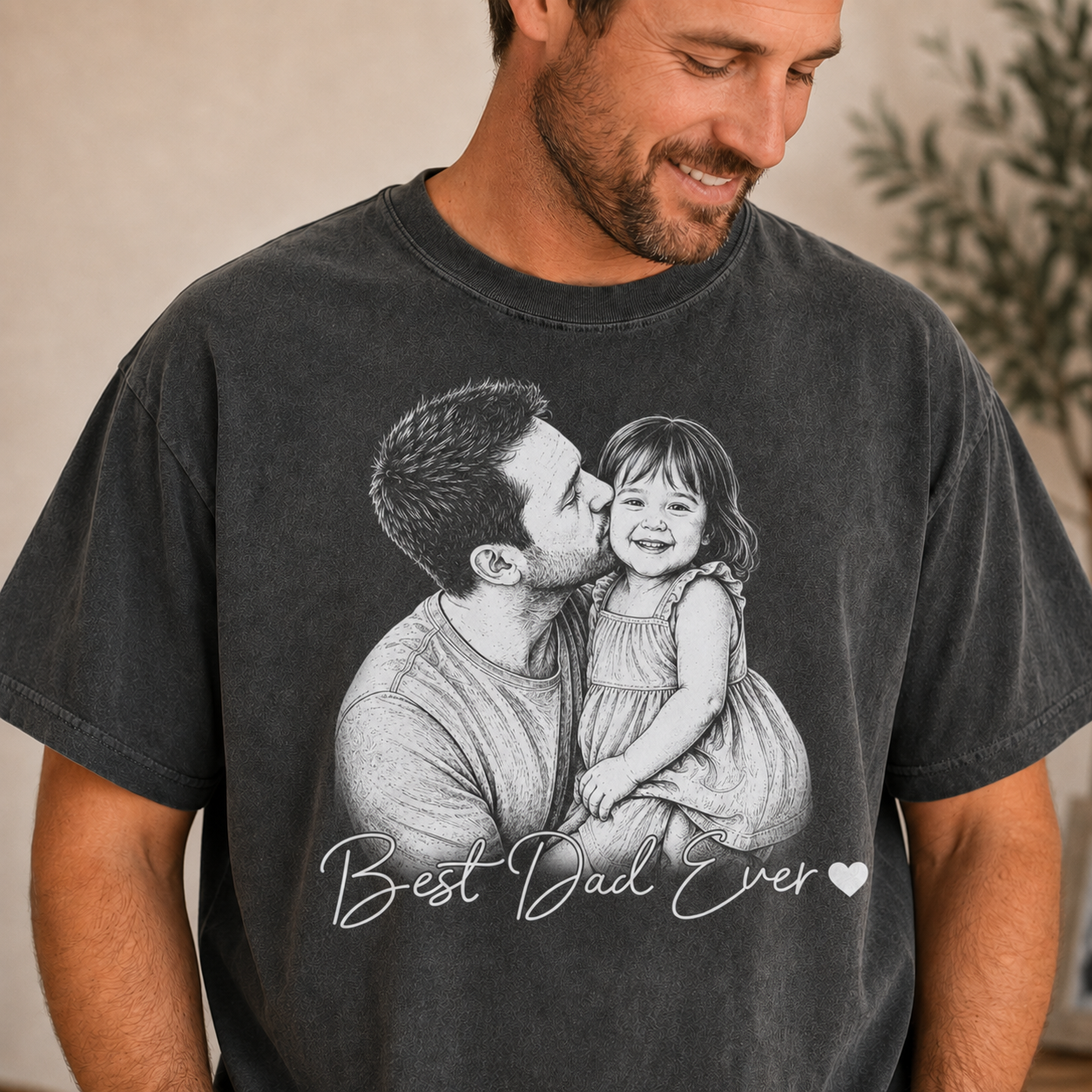 Custom Photo Dad And Daughter Wash T-Shirt, Personalized Dad Gifts | Gift For Dad TOM99
