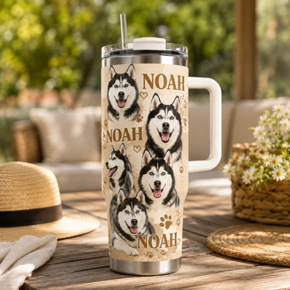 Custom Photo Dog 40oz Tumbler | Gift For Dog Lovers | Pet Lover Gifts