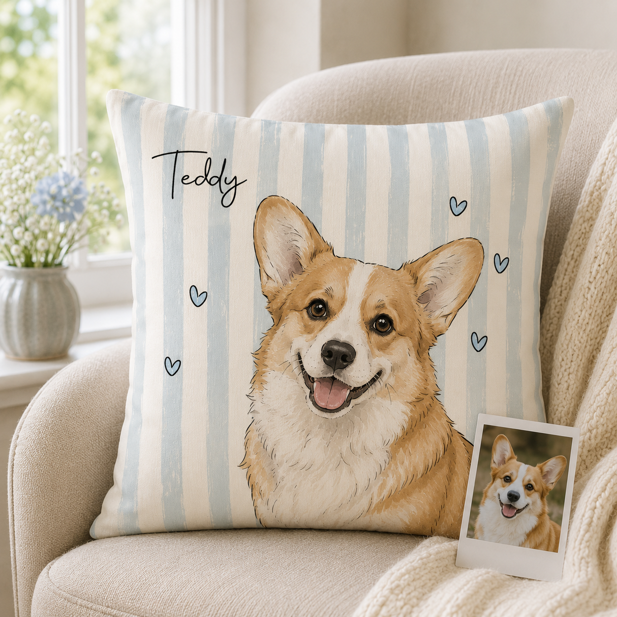 Custom Photo Cute Dog Pillow | Gift For Dog Lovers | Personalized Dog Decor TOM99