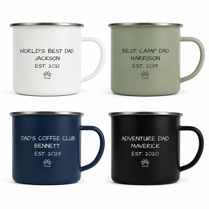 Personalized Best Dad Camp Mug 12oz, Custom Dad Enamel Cup, Gift For Dad TOM99