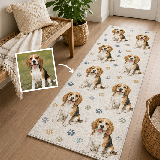 Custom Photo Dog Runner Rug | Pet Hallway Runner Carpet | Gift For Dog Lovers