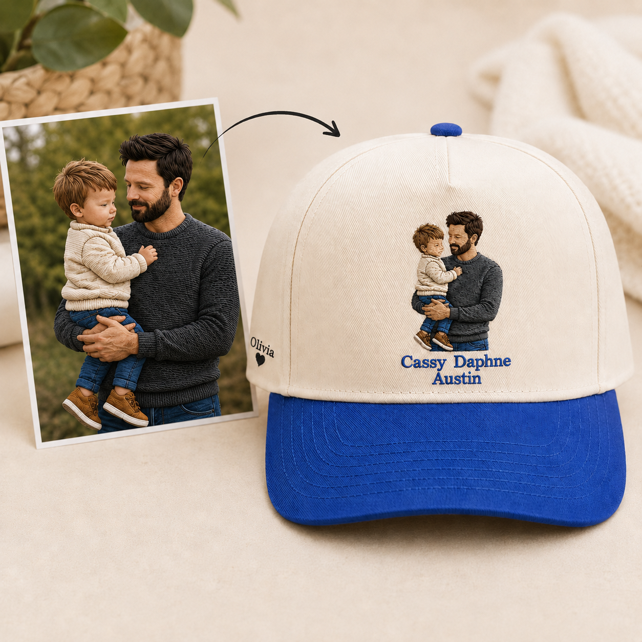 Custom Photo Dad I Love You Embroidered Hat, Personalized Cap, Custom Portrait Dad Hat, Father’s Day Gift TOM99