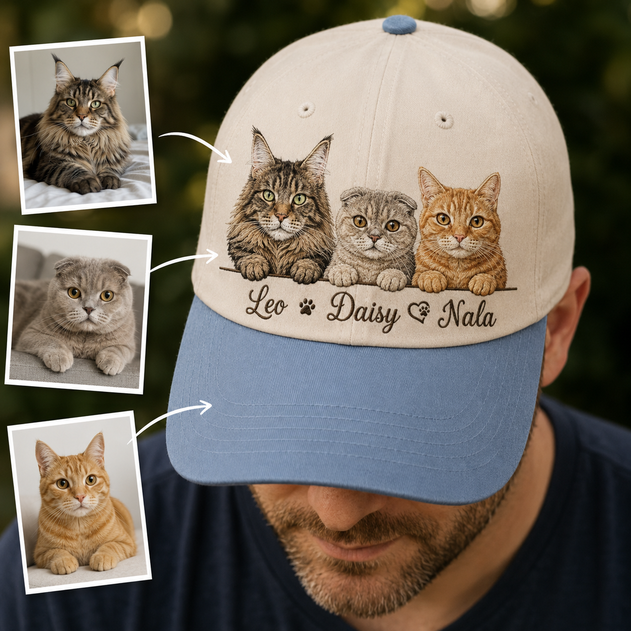 Custom Photo Cat Embroidered Hat | Gift For Cat Lovers Pa99 | Pet Lover Gifts