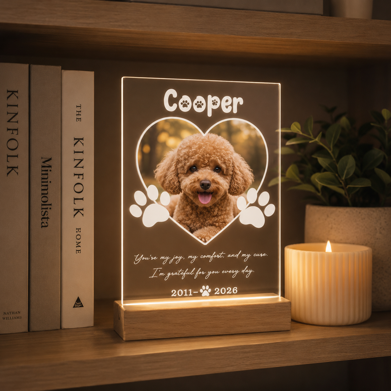 Custom Photo Dog Forever In My Heart Wooden LED Light | Personalized Dog Photo LED Night Light | Pet Loss Sympathy Gift TOM99