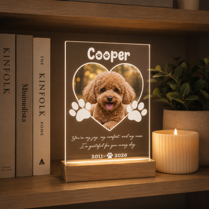 Custom Photo Dog Forever In My Heart Wooden LED Light | Personalized Dog Photo LED Night Light | Pet Loss Sympathy Gift TOM99