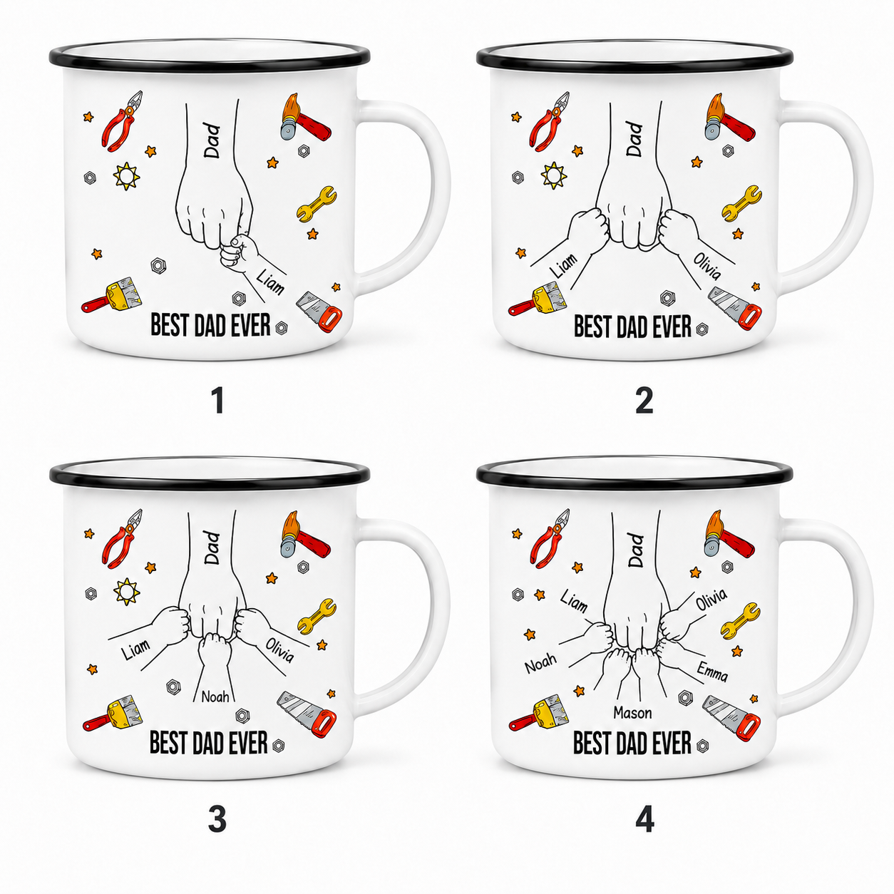 Personalized Best Dad Camp Mug 12oz, Custom Dad Enamel Cup, Gift For Dad TOM99