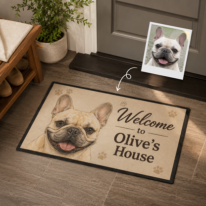 Custom Photo Welcome To Our House Dog Doormat | Photo Pet Doormat | Gift For Dog Lovers