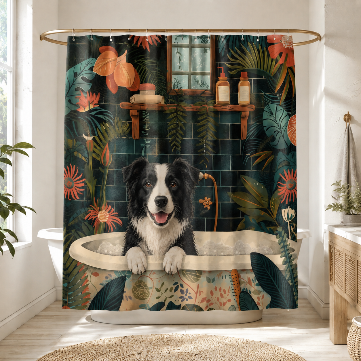 Custom Photo Dog Cowboy Shower Curtain | Gift For Dog Lovers