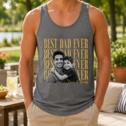 Custom Photo Best Dad Ever Tank Top, Personalized Dad Gifts | Gift For Dad, Grandpa TOM99
