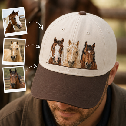 Custom Photo Horse Embroidered Hat  | Gift For Horse Lover Pa99