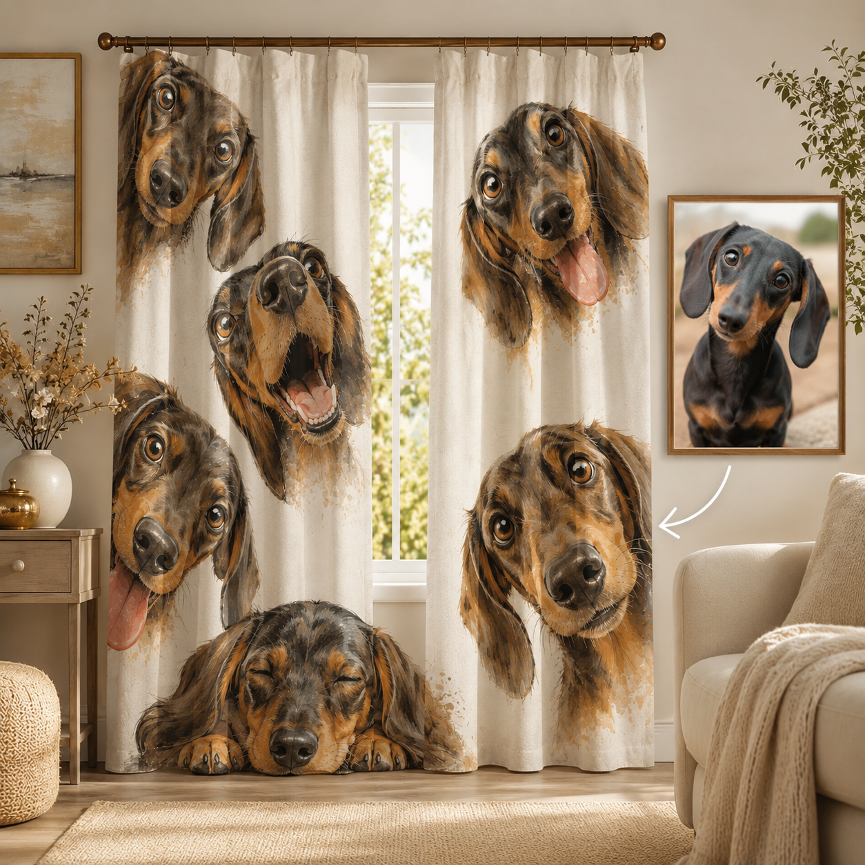 Custom Photo Dog Window Curtain | Gift For Dog Lover