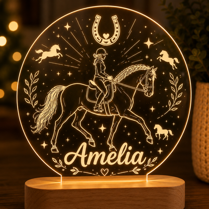 Custom Photo Horse Wooden Led Light | Personalized Horse Photo Wooden Led Light | Gift For Horse Lovers TOM99