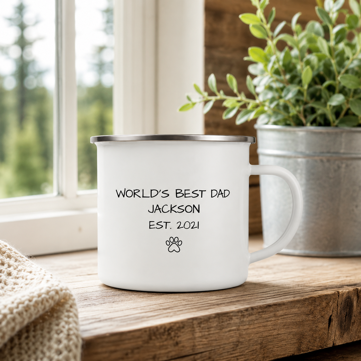 Personalized Best Dad Camp Mug 12oz, Custom Dad Enamel Cup, Gift For Dad TOM99