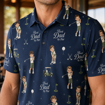 Custom Photo Best Dad Polo Shirt, Personalized Polo Shirt For Husband Dad Grandfather TOM99