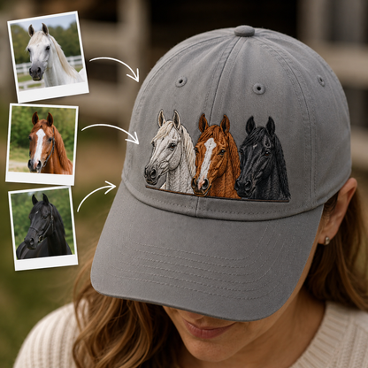 Custom Photo Horse Embroidered Hat  | Gift For Horse Lover Pa99