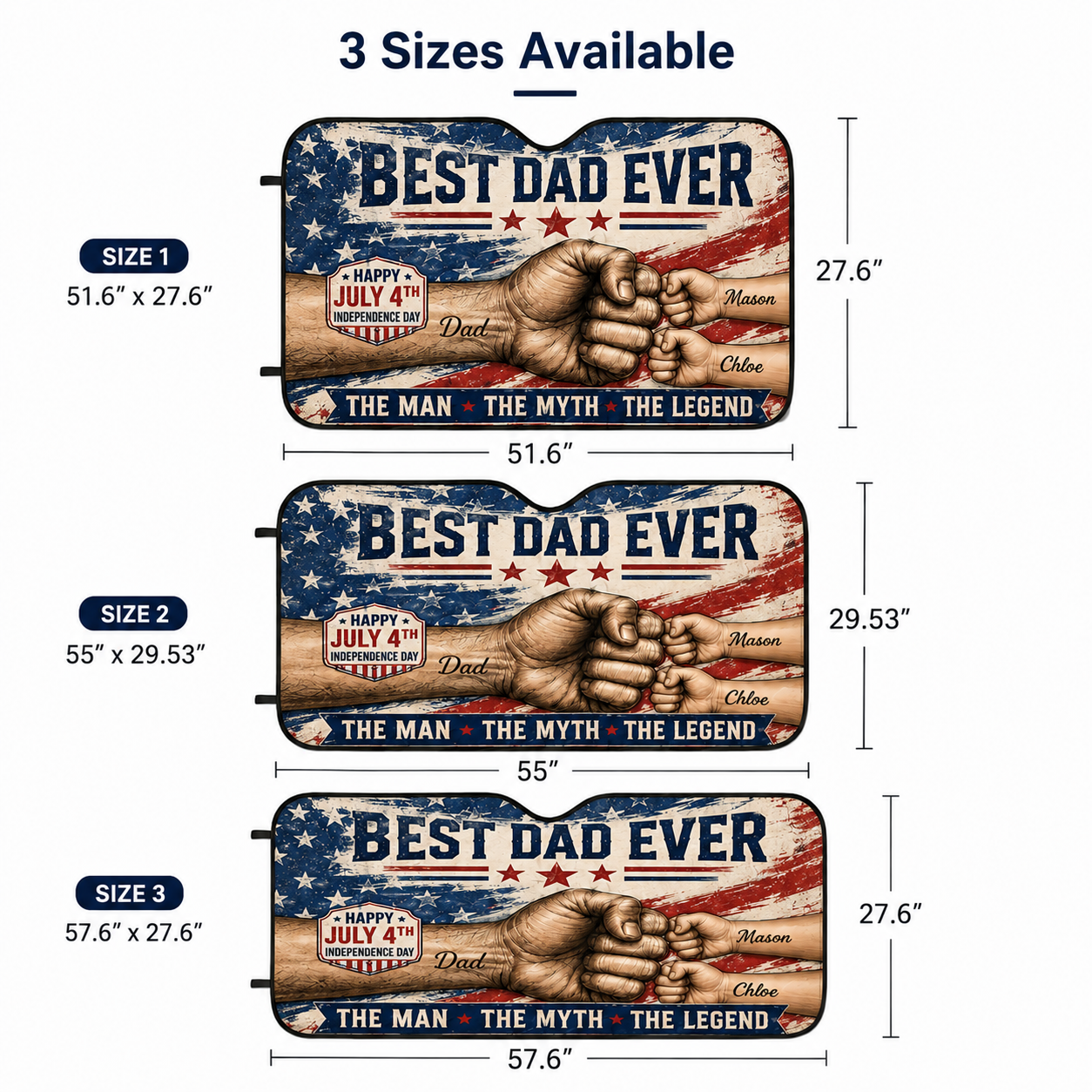 Personalized Punch Dad Car Windshield Sun Shade, Custom Car Sun Shade for Dad, Gift For Dad TOM99