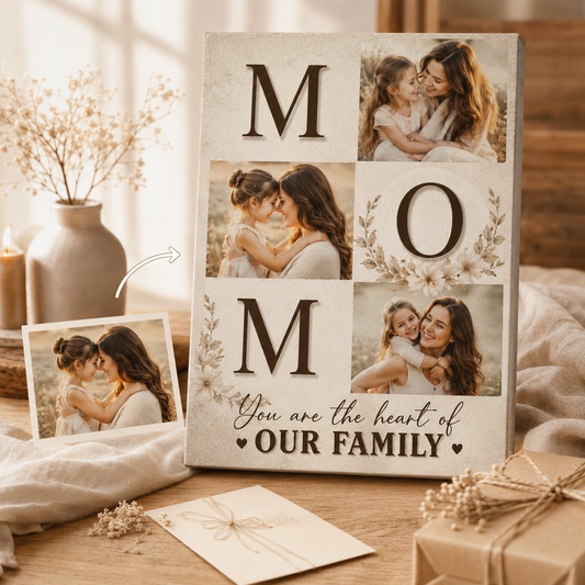 Custom Photo Mom's Family Canvas Wall Art - Custom Gift For Mom TOM99