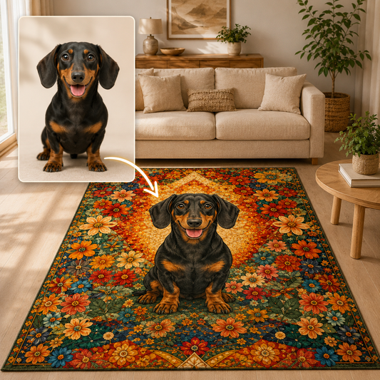Custom Photo Dog Area Rug | Gift For Dog Lovers