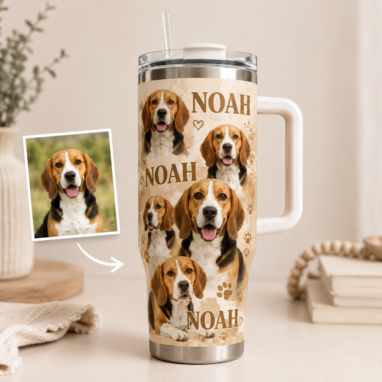 Custom Photo Dog 40oz Tumbler | Gift For Dog Lovers | Pet Lover Gifts