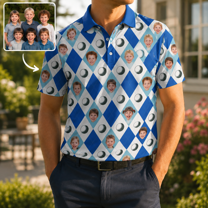 Custom Photo Dad Polo Shirt, Personalized Polo Shirt For Husband Dad Grandfather