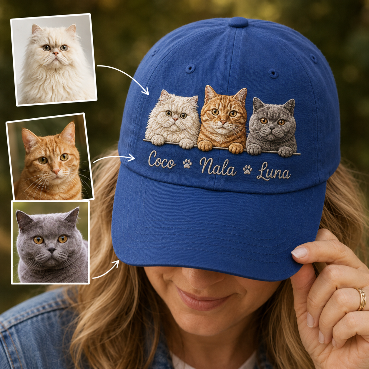 Custom Photo Cat Embroidered Hat | Gift For Cat Lovers Pa99 | Pet Lover Gifts