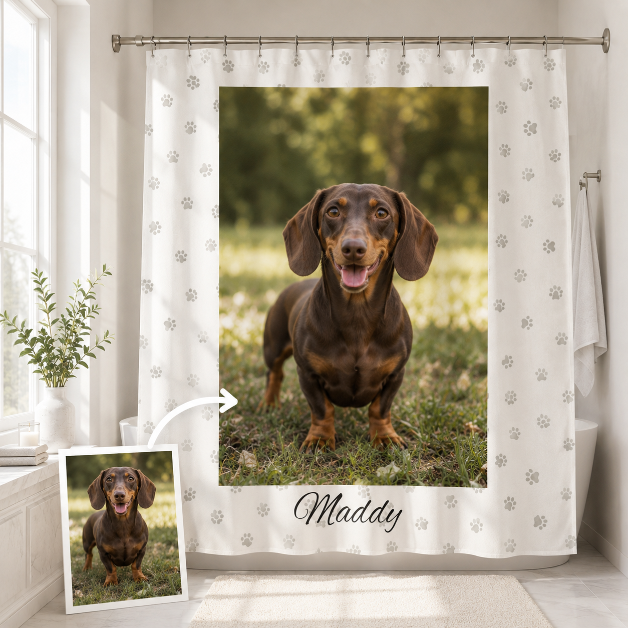 Custom Photo Dog Shower Curtain | Gift For Dog Lovers
