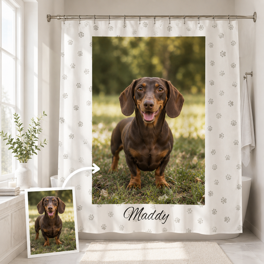 Custom Photo Dog Shower Curtain | Gift For Dog Lovers