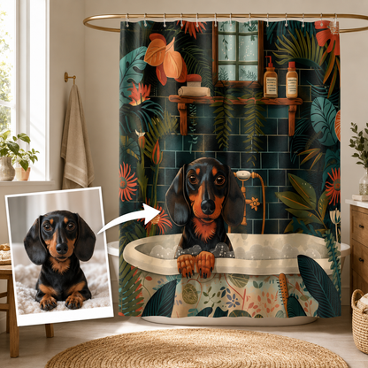 Custom Photo Dog Cowboy Shower Curtain | Gift For Dog Lovers