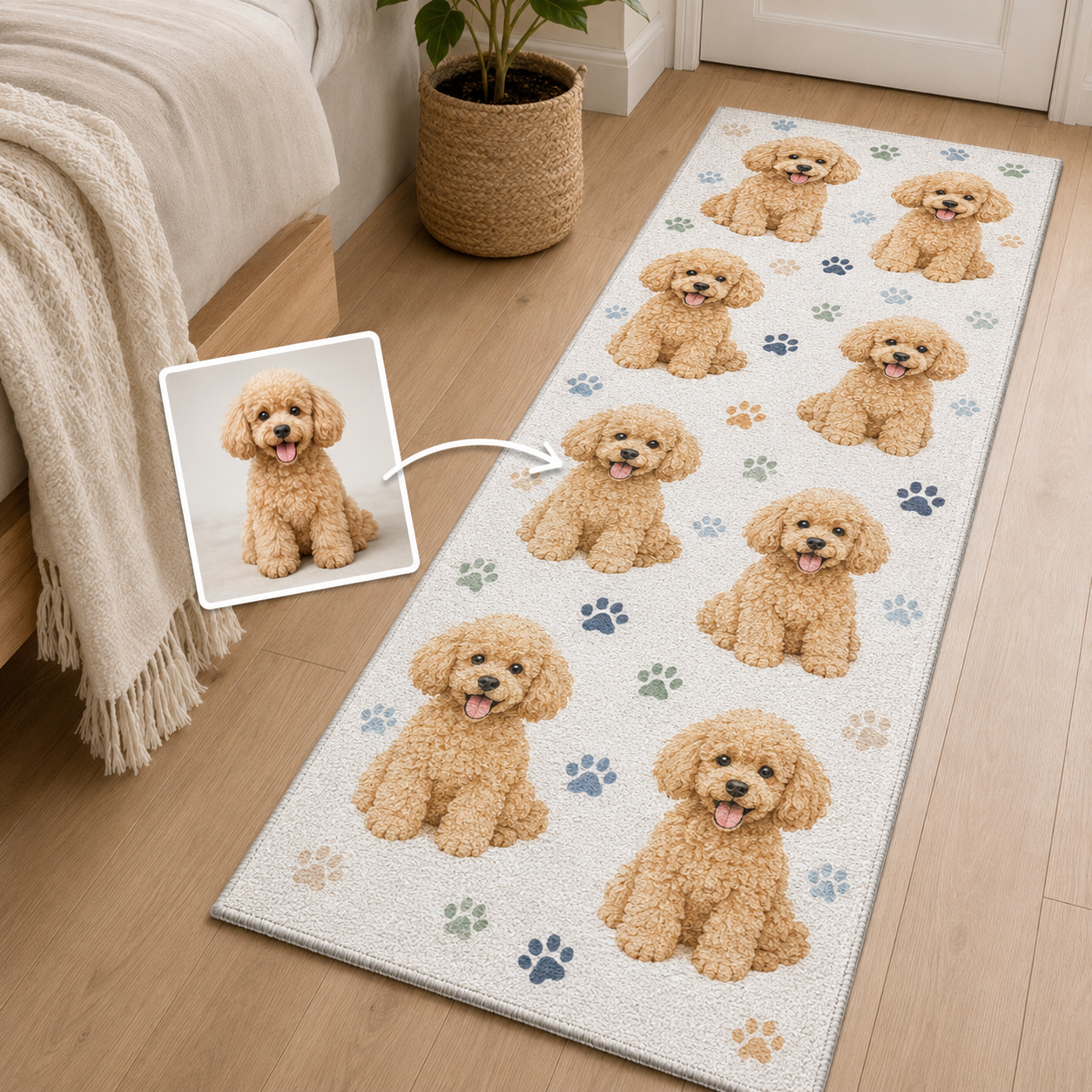 Custom Photo Dog Runner Rug | Pet Hallway Runner Carpet | Gift For Dog Lovers