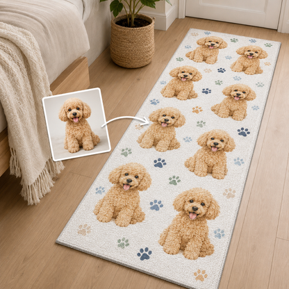 Custom Photo Dog Runner Rug | Pet Hallway Runner Carpet | Gift For Dog Lovers