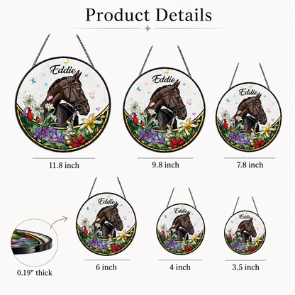 Custom Photo Pure Horse Stained Glass Suncatcher – Personalized Horse Lover Gifts | Gift For Horse Lover TOM99