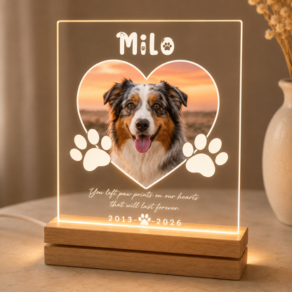 Custom Photo Dog Forever In My Heart Wooden LED Light | Personalized Dog Photo LED Night Light | Pet Loss Sympathy Gift TOM99