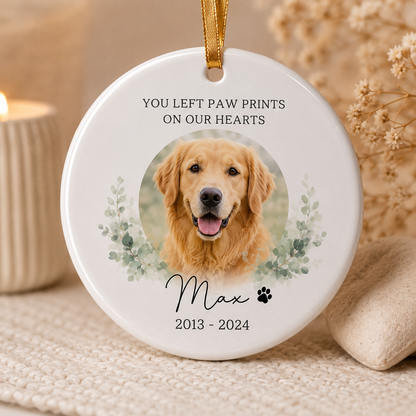Custom Photo Dog On Our Heart Memorial Ceramic Ornament | Personalized Dog Lovers Gifts | Gift For Dog Lovers TOM99