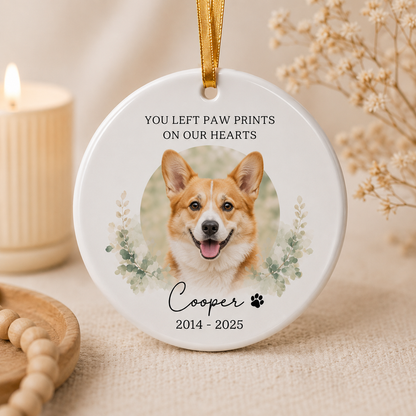Custom Photo Dog On Our Heart Memorial Ceramic Ornament | Personalized Dog Lovers Gifts | Gift For Dog Lovers TOM99