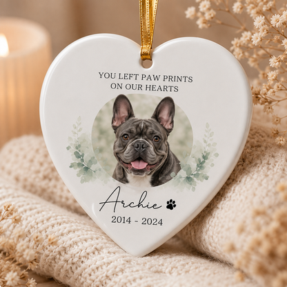 Custom Photo Dog On Our Heart Memorial Ceramic Ornament | Personalized Dog Lovers Gifts | Gift For Dog Lovers TOM99