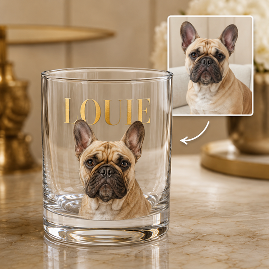 Custom Photo Dog Whiskey Glass | Personalized Pet Photo Gifts | Gift For Dog Lovers