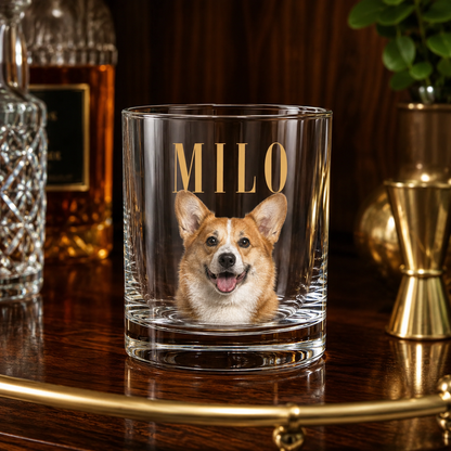 Custom Photo Dog Whiskey Glass | Personalized Pet Photo Gifts | Gift For Dog Lovers