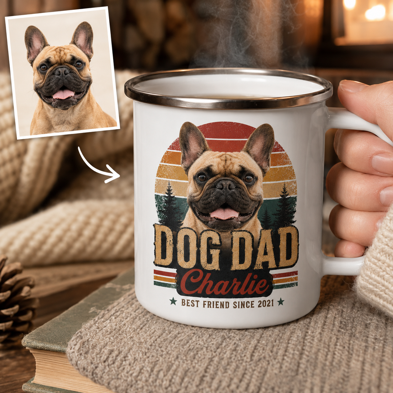 Custom Photo Dog Dad Camping Mug | Gift For Dog Lovers Pa99