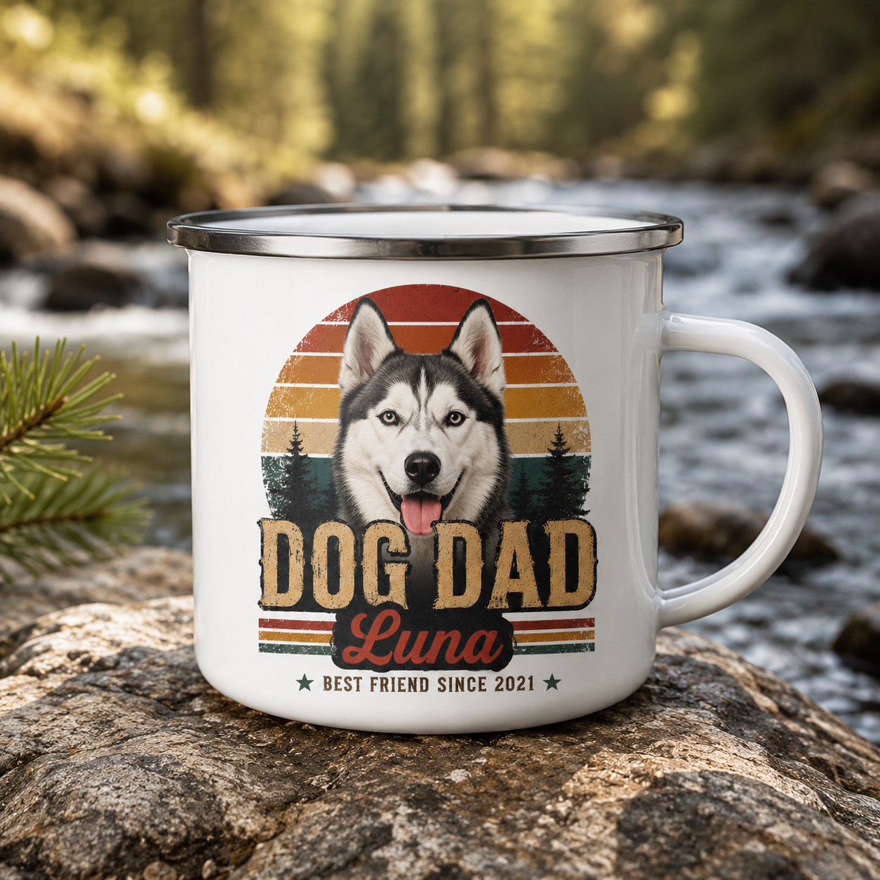 Custom Photo Dog Dad Camping Mug | Gift For Dog Lovers Pa99