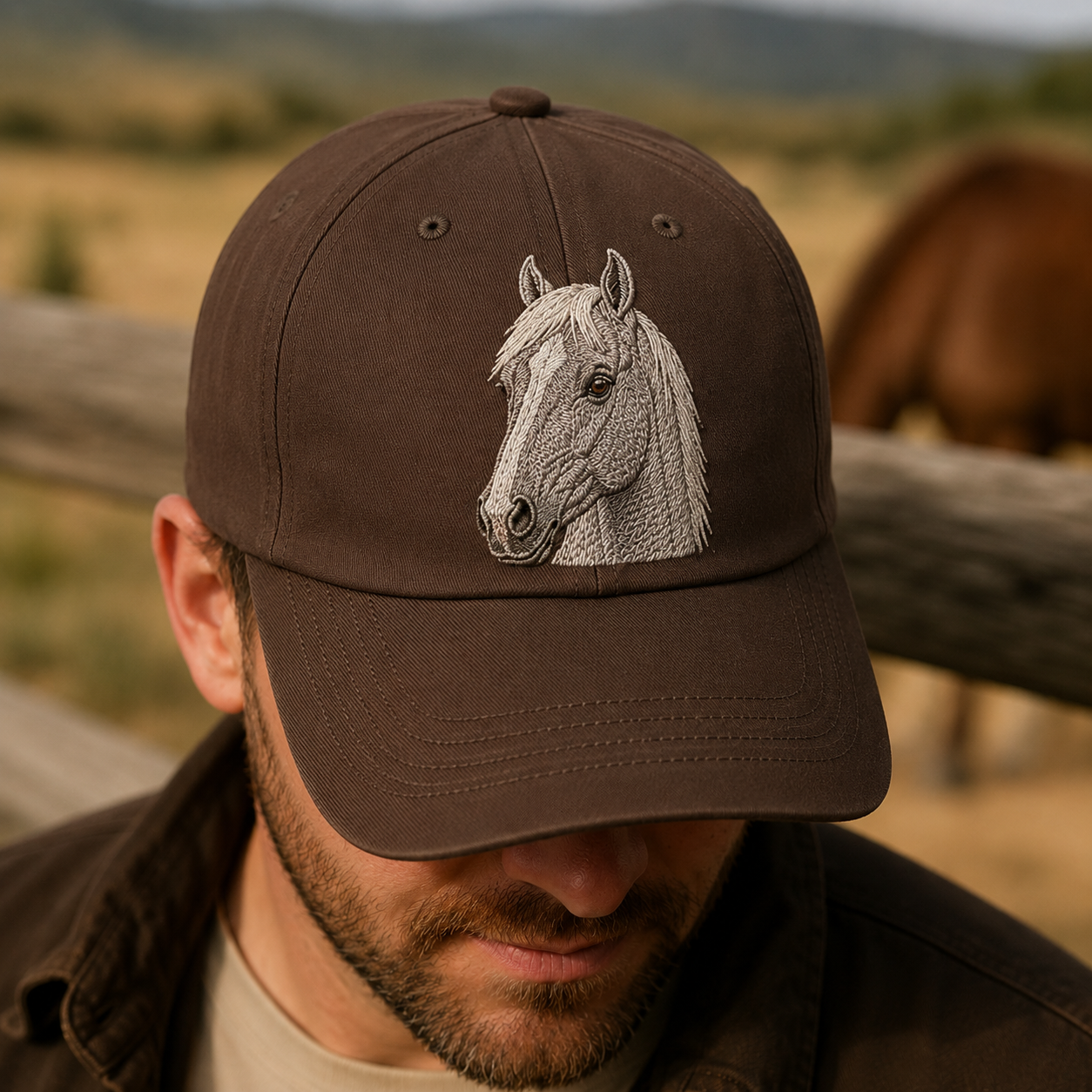 Custom Photo Horse Embroidered Hat, Custom Embroidered Pet Portrait Hat | Gift For Horse Lover Pa99