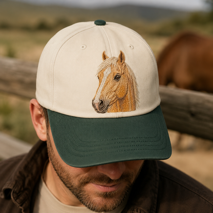 Custom Photo Horse Embroidered Hat, Custom Embroidered Pet Portrait Hat | Gift For Horse Lover Pa99