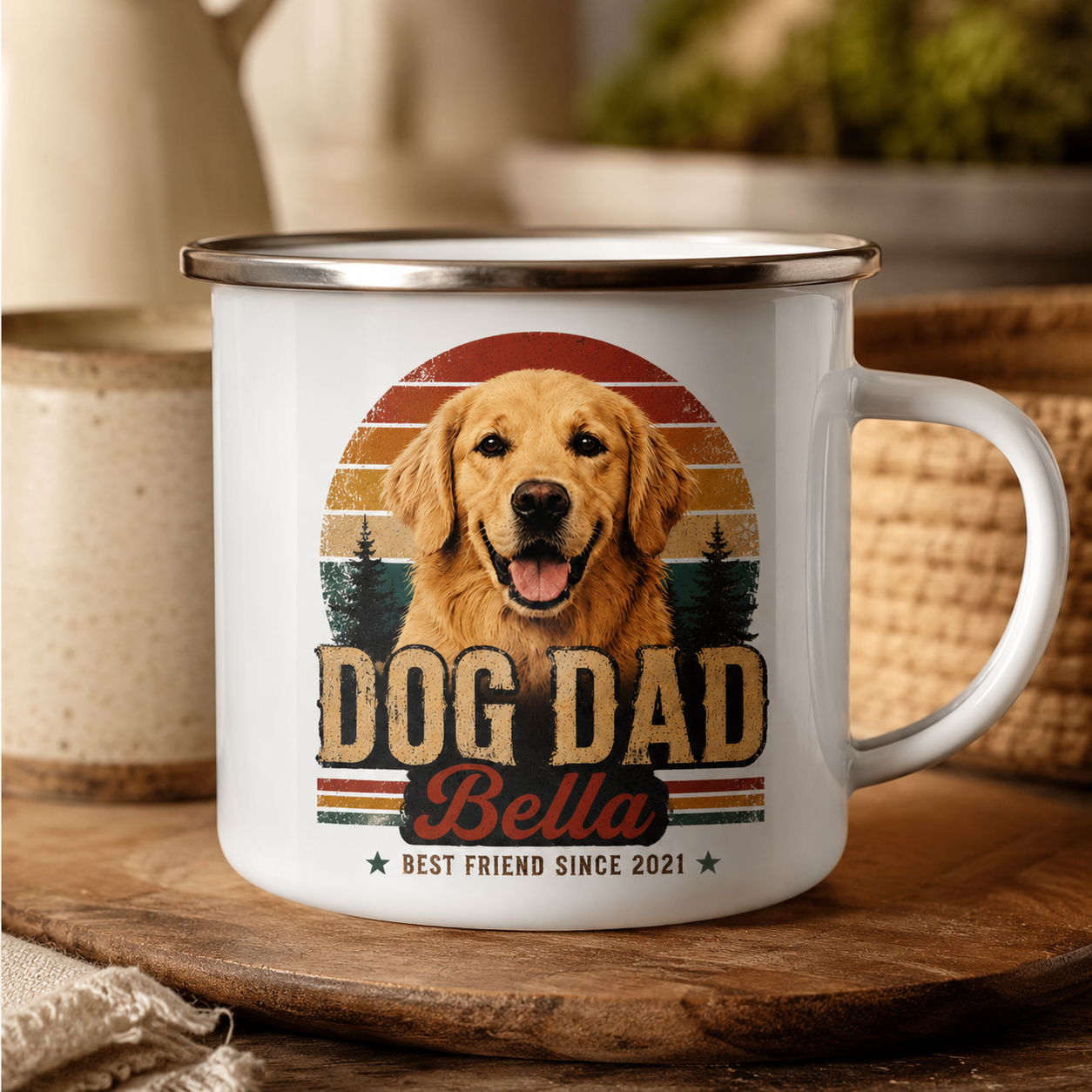 Custom Photo Dog Dad Camping Mug | Gift For Dog Lovers Pa99