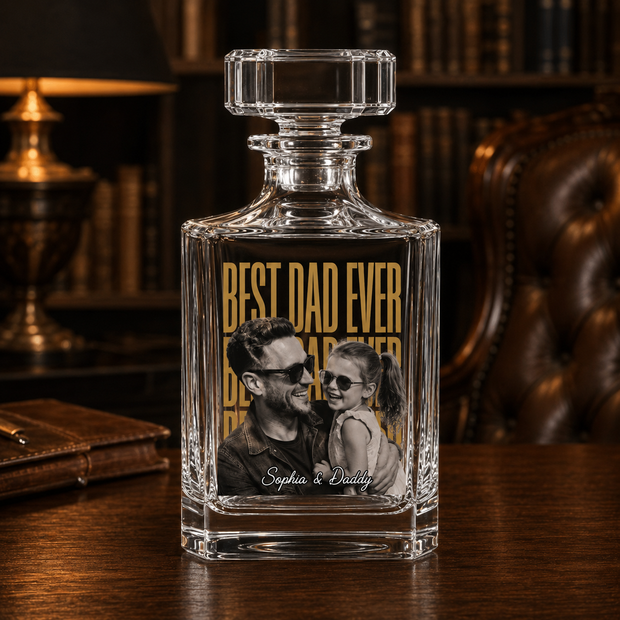 Custom Photo Best Dad Ever Whiskey Decanter Set | Personalized Gift For Dad | Father's Day Gifts